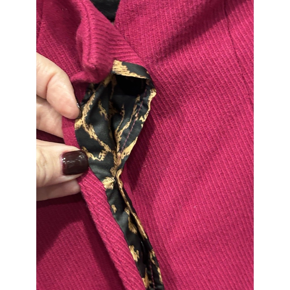 J Peterman Third Act Magenta Wool Blend Coat Size 18 Leopard Print Lined Preppy - Picture 5 of 15